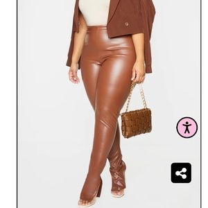 Plus tan Pu split hem pants